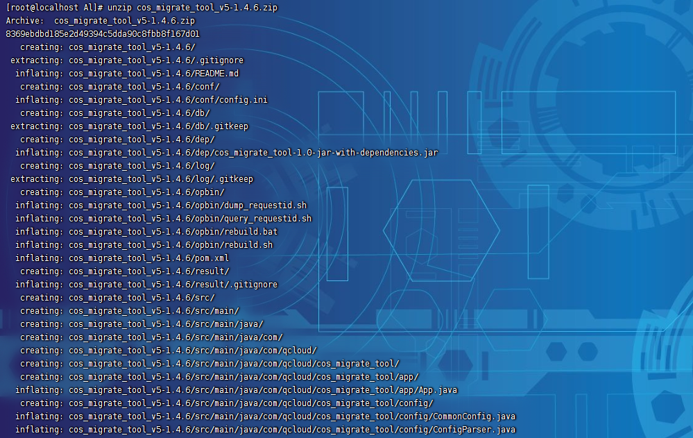 :unzip cos_migrate_tool_v5-1.4.6.zip