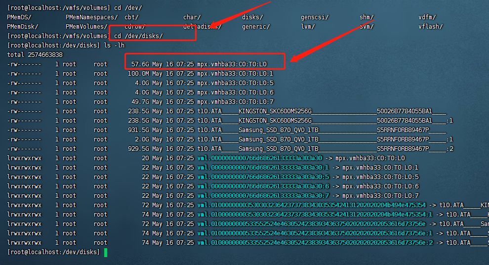 敲cd /dev/disks/进入disks 目录下查看ls -lh