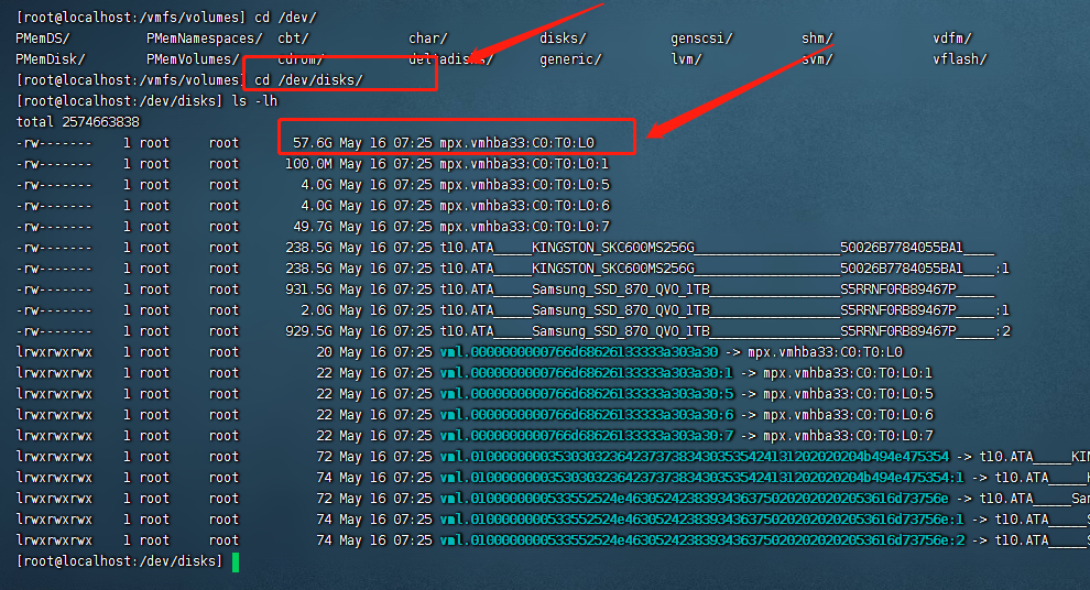 敲cd /dev/disks/进入disks 目录下查看ls -lh 