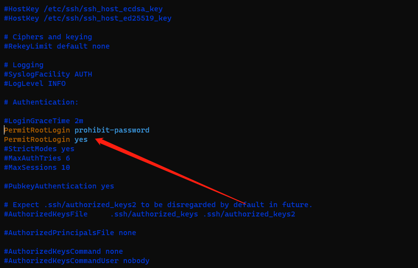 sudo vim /etc/ssh/sshd_config