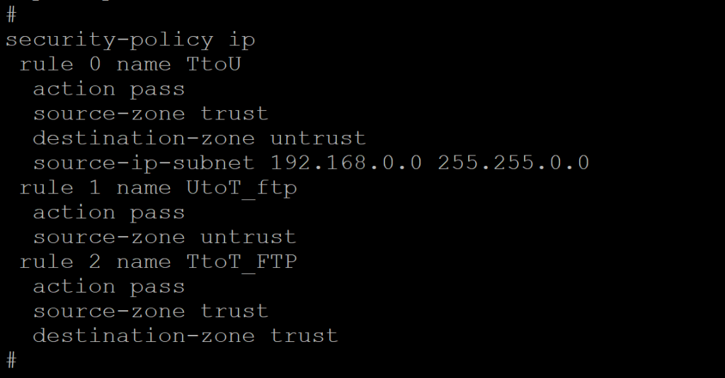 在防火墙安全区域添加Trust到Trust